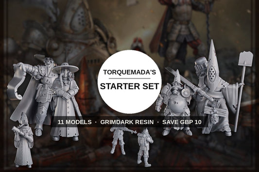 Torquemada's Inquisition Starter Set eleven grimdark resin miniatures shown together