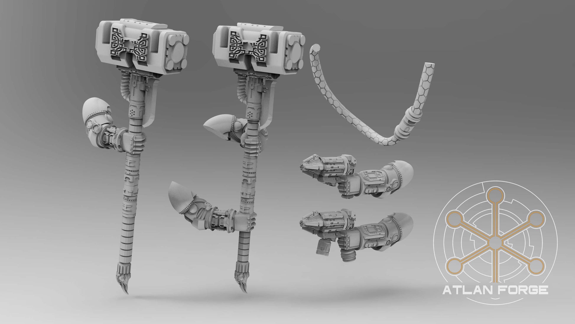 Asgardian Artificer sci-fi engineer warrior with hammer and mechandendrite