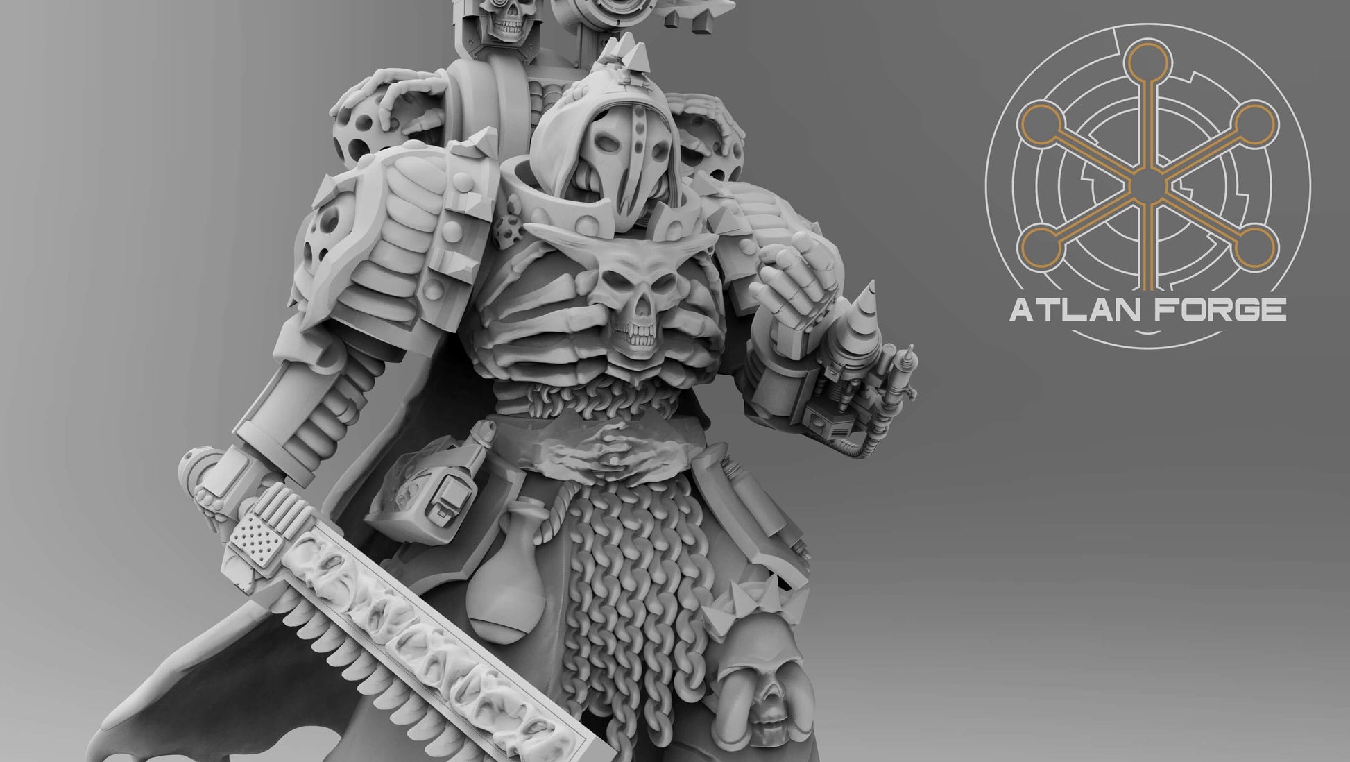 Diseased Manus Mortis Sawbones plague surgeon resin miniature with chainblade, servo injector arm and scenic undead hands base
