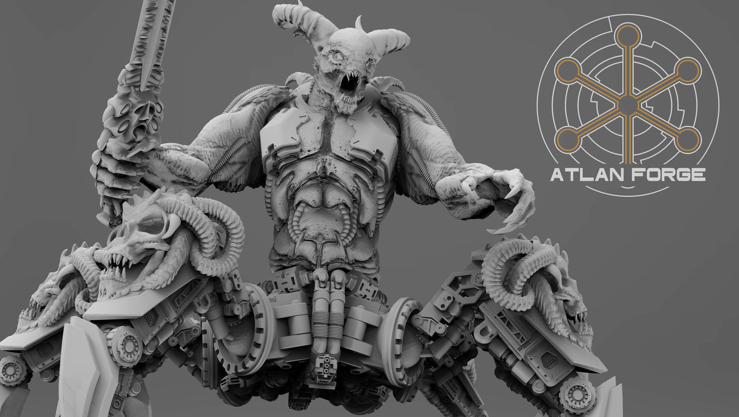 Demonic Arachne Dreadnought resin miniature showcasing its monstrous arachnid limbs and intricate details.