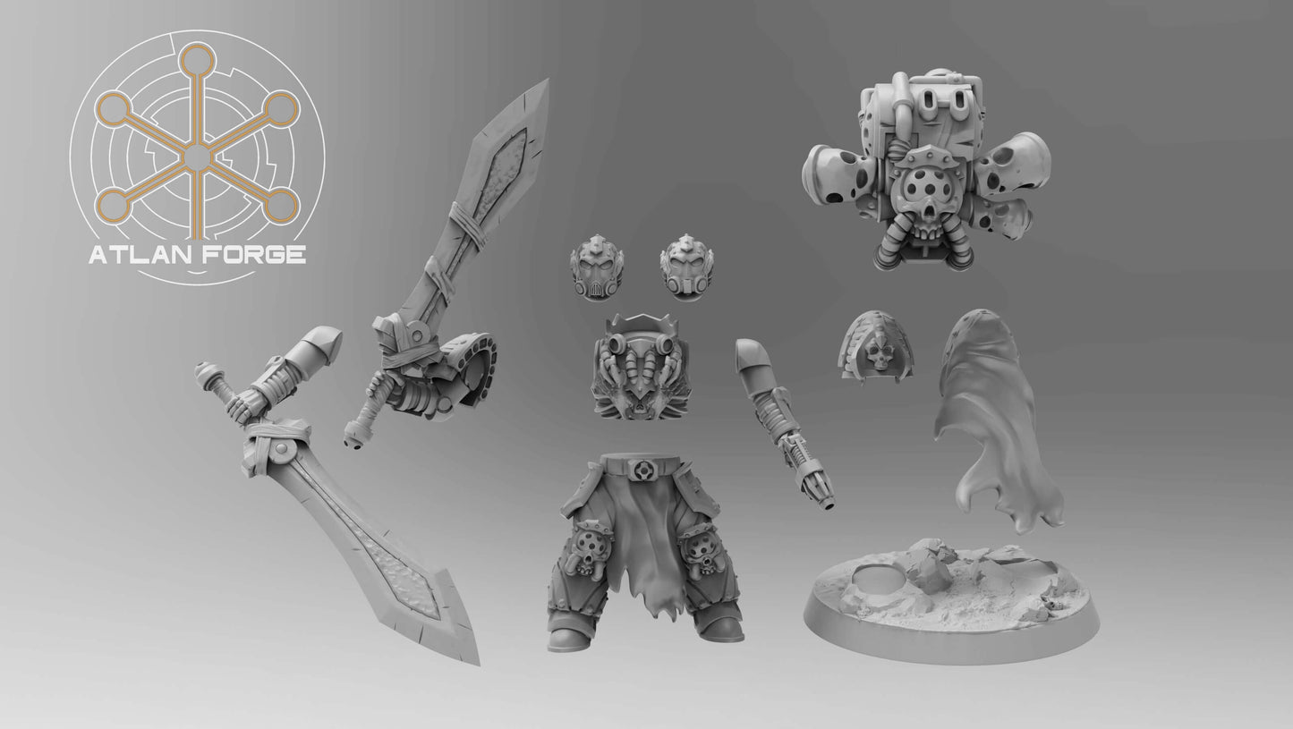 Mortis Plague Lord – 32mm diseased sci-fi resin miniature with corroded armour and plague-ridden details