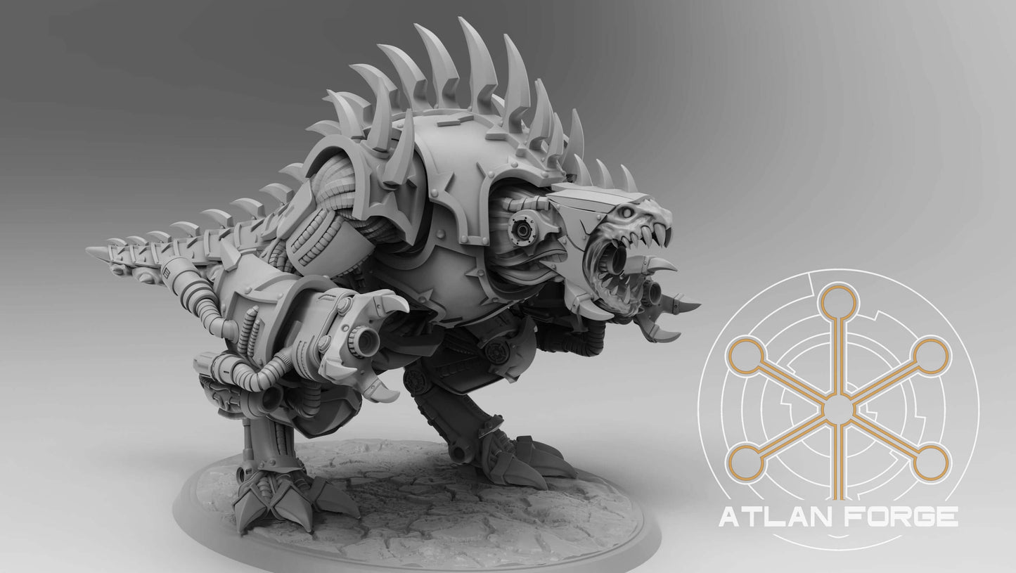 Demon War Machine – Modular Resin Miniature showcasing a cybernetic monster with spikes and weapons.