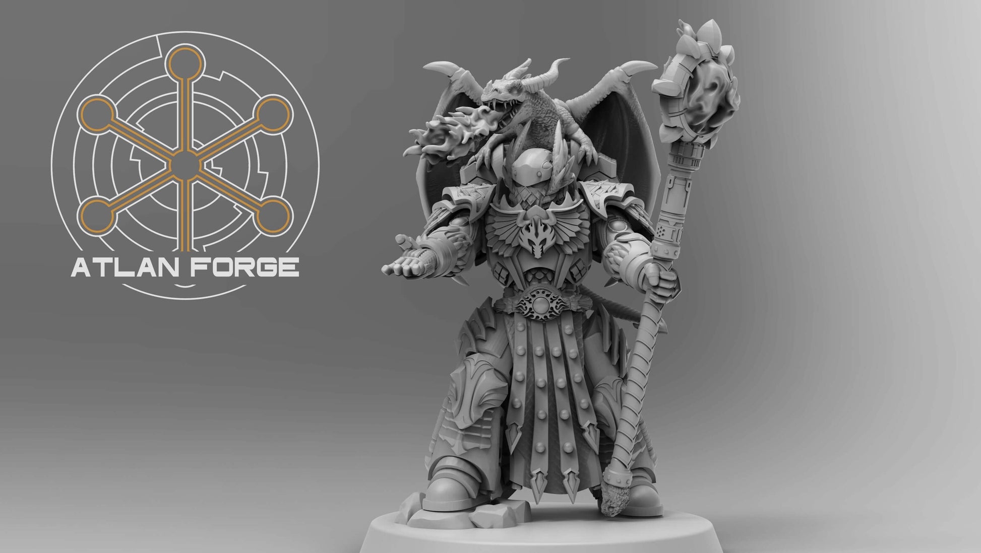 Sci-Fi Warrior Miniature featuring Dragon Mage Space Wizard in detailed resin design.