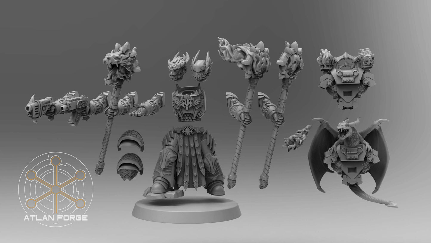 Sci-Fi Warrior Miniature featuring Dragon Mage Space Wizard in detailed resin design.