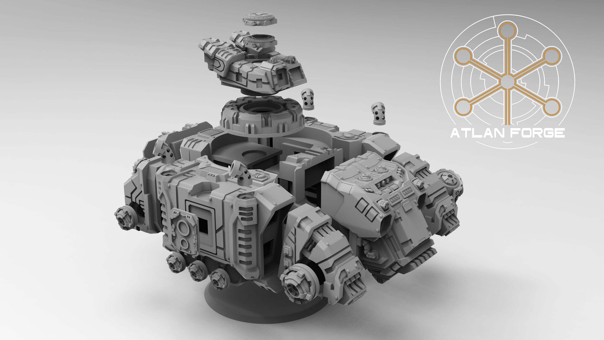 Sci-Fi Grav Tank – Deinotherium Heavy APC model with detailed armor and engines by Atlan Forge