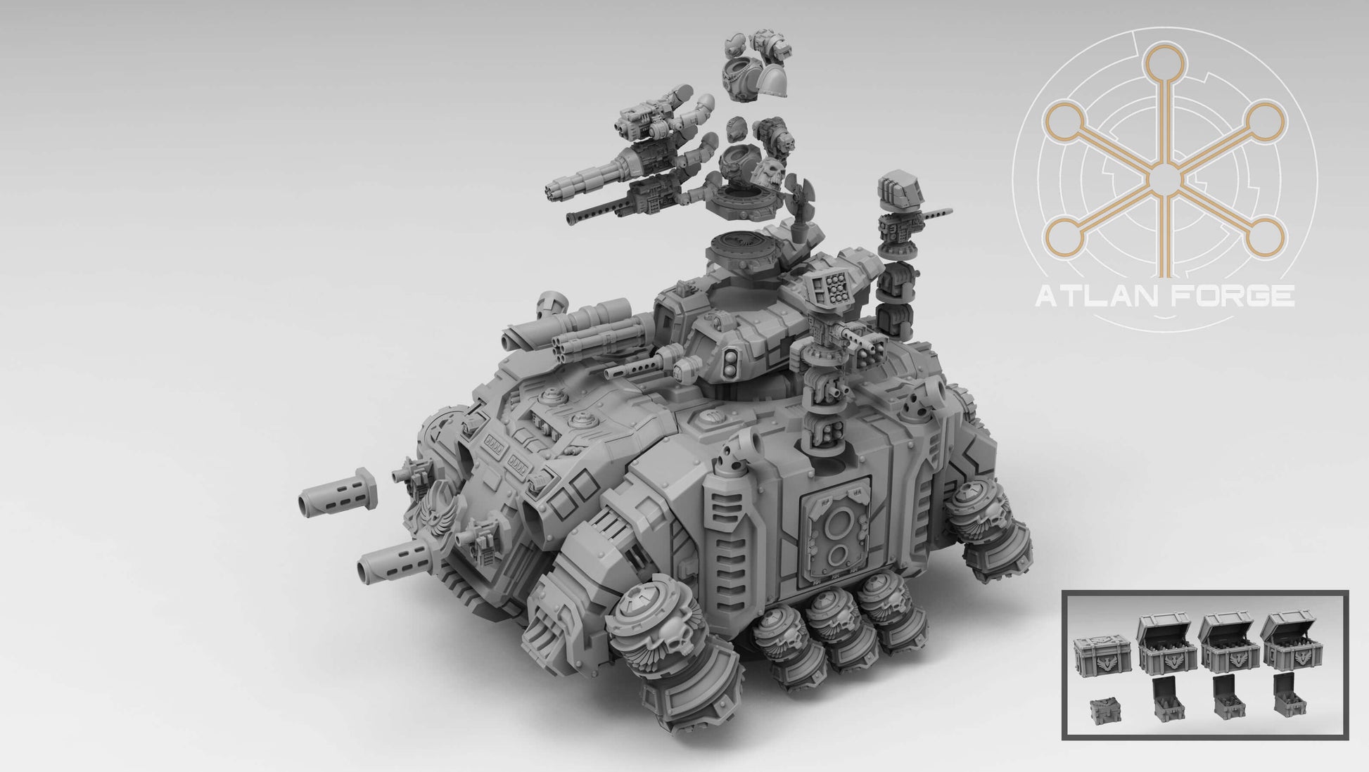 Sci-Fi Grav Tank – Deinotherium Heavy APC model with detailed armor and engines by Atlan Forge