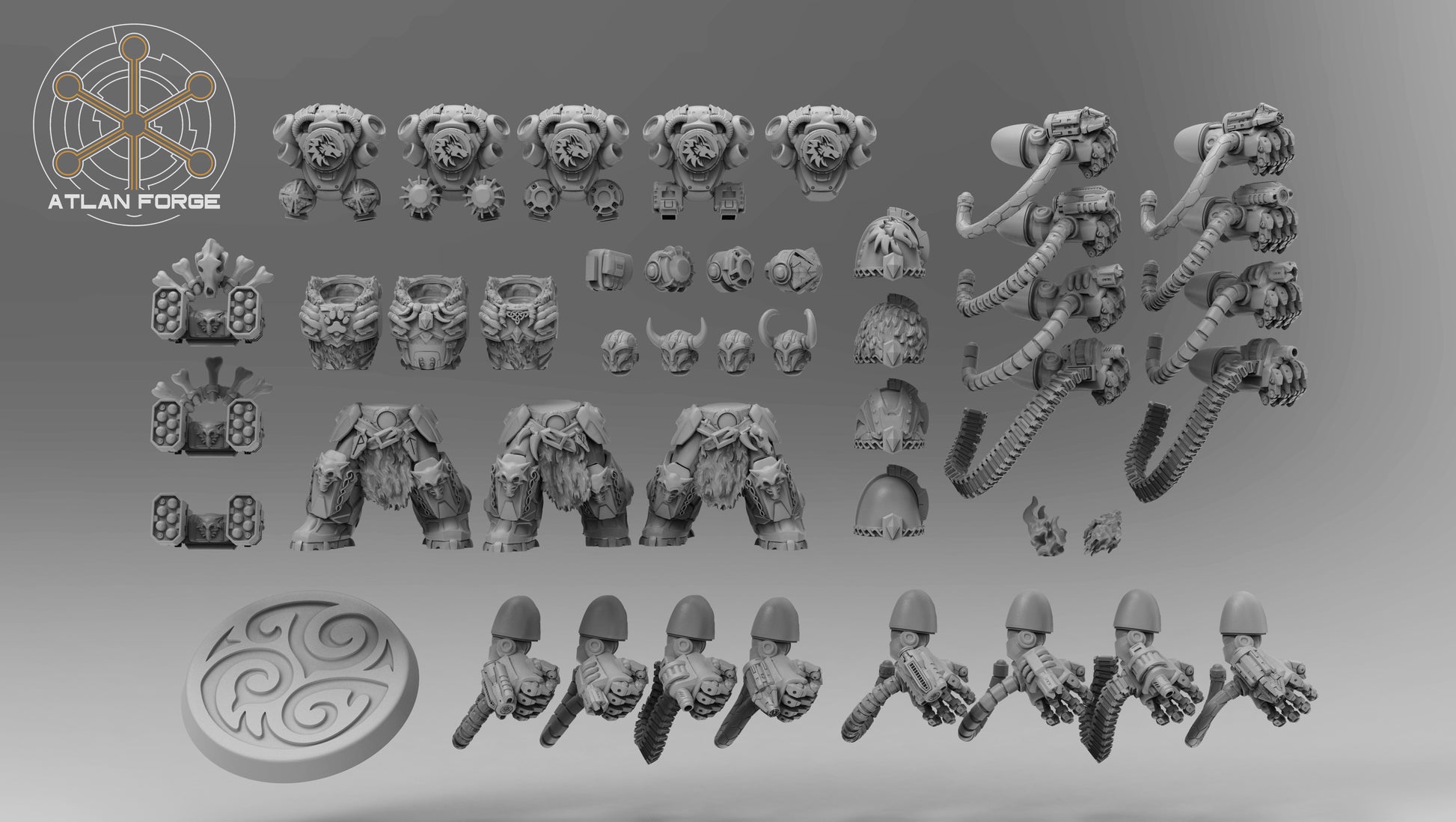 Asgardian Aegis Elite heavy armoured sci-fi infantry squad of three miniatures