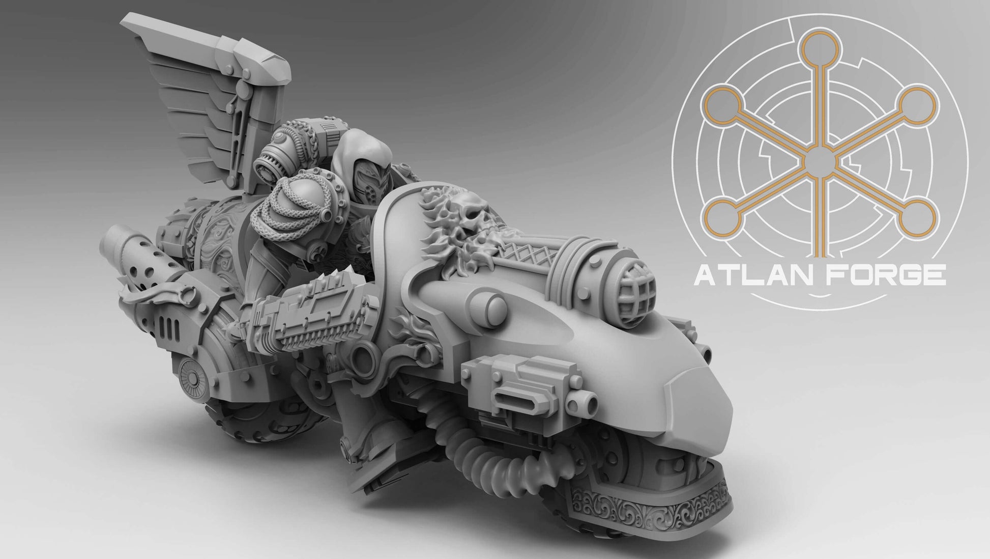 Angelic Knights biker squad of three with ornate gothic armour and combat bikes