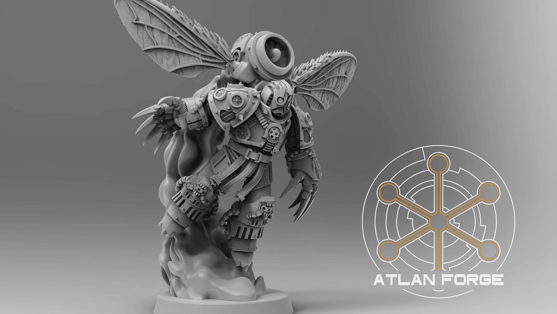 Diseased Mortis Alae Putris (Wings of Rot) — squad of 5 unpainted resin plague marines with insectoid wings, turbine helms, and corroded weapons