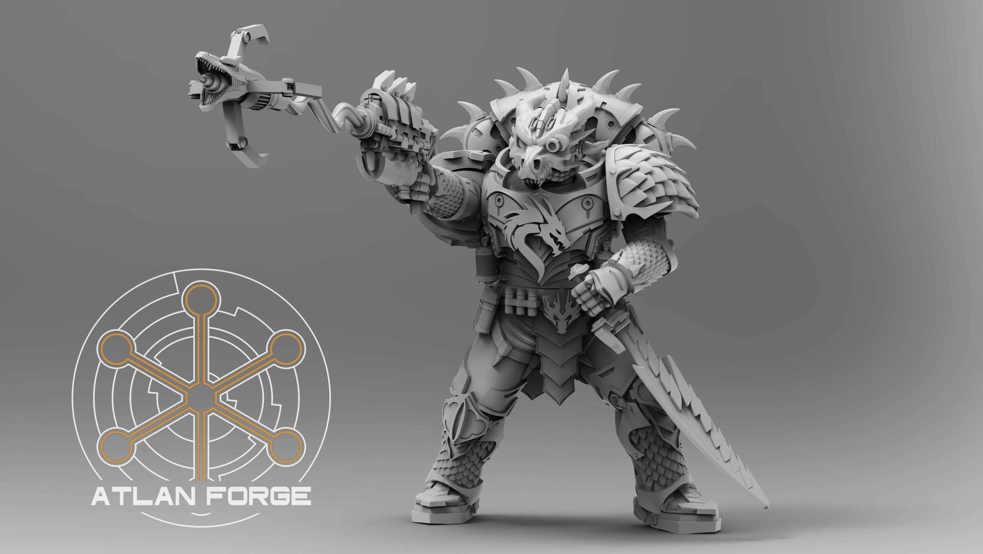 Dragon Knights Ravagers — squad of 5 unpainted resin draconic assault marines with scale armour, horned helms, and combat blades