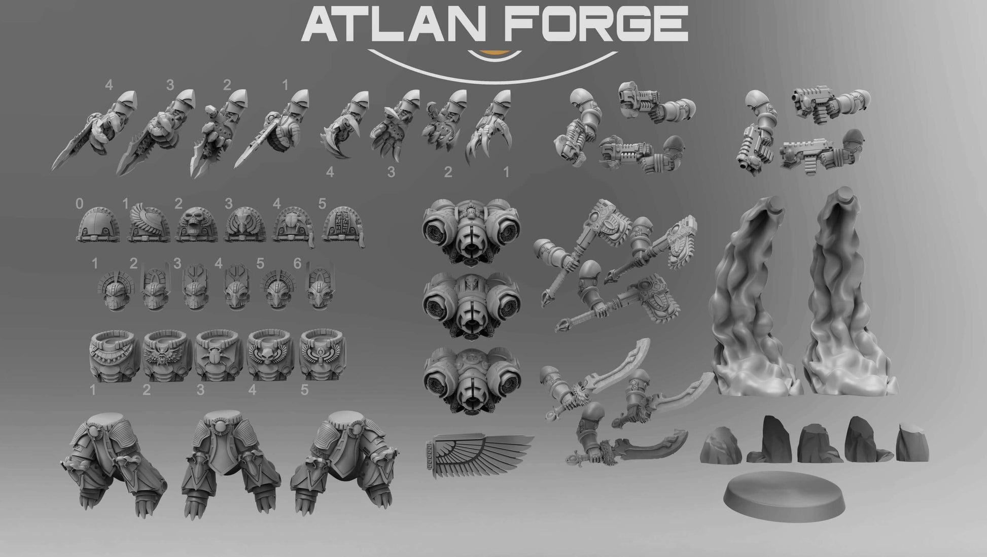 Aegyptian Scions of Aten elite sci-fi warrior squad with ornate armour