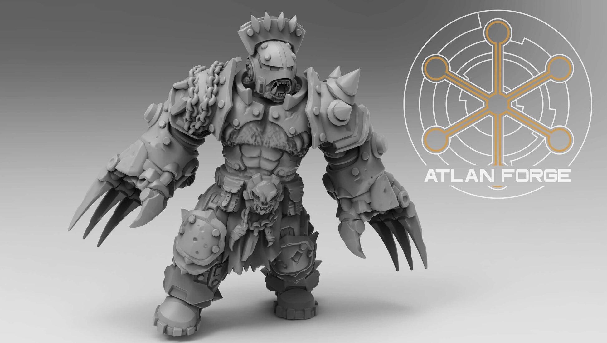 Grokk Warborn squad of five heavily armed sci-fi brute warrior resin miniatures with modular magnet-ready weapon options