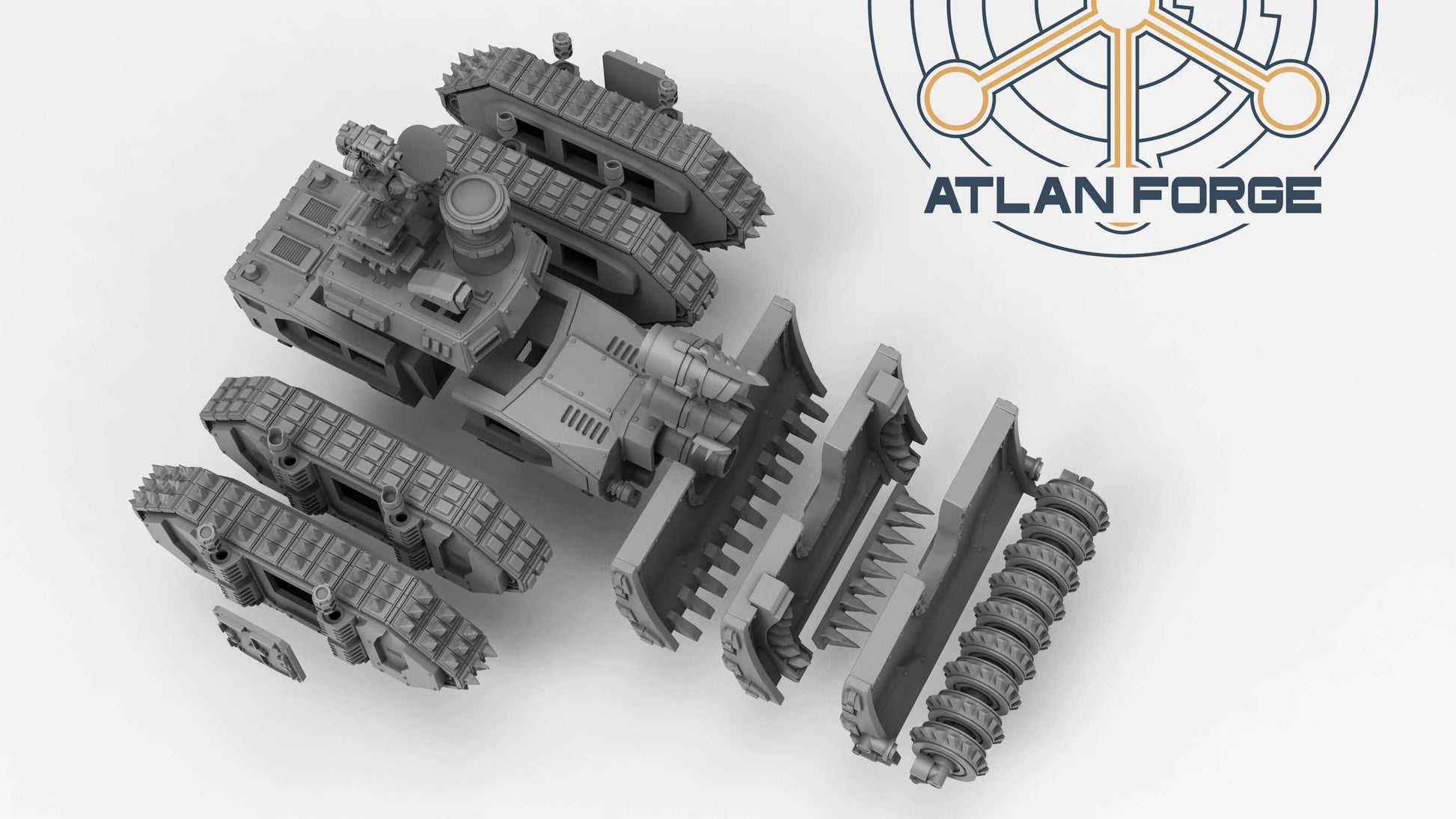 Siege Tank Bulldozer heavy assault vehicle with blade and drill attachments