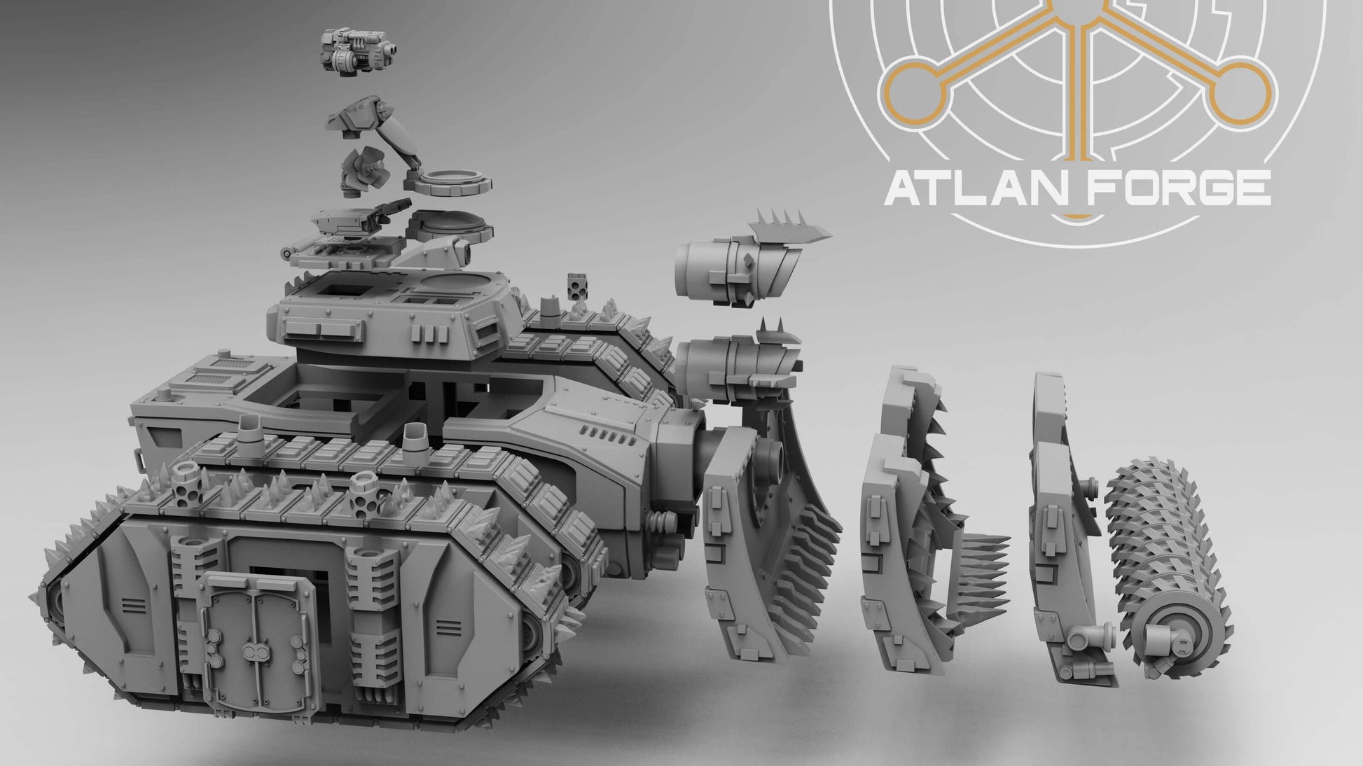 Siege Tank Bulldozer heavy assault vehicle with blade and drill attachments