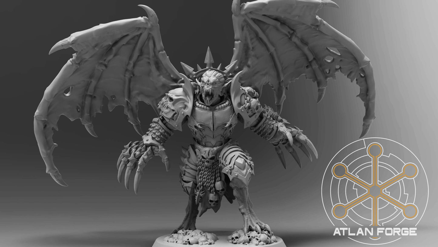 Vampire Overlord winged daemon prince resin miniature with clawed arms, skull armour and magnet-ready modular components
