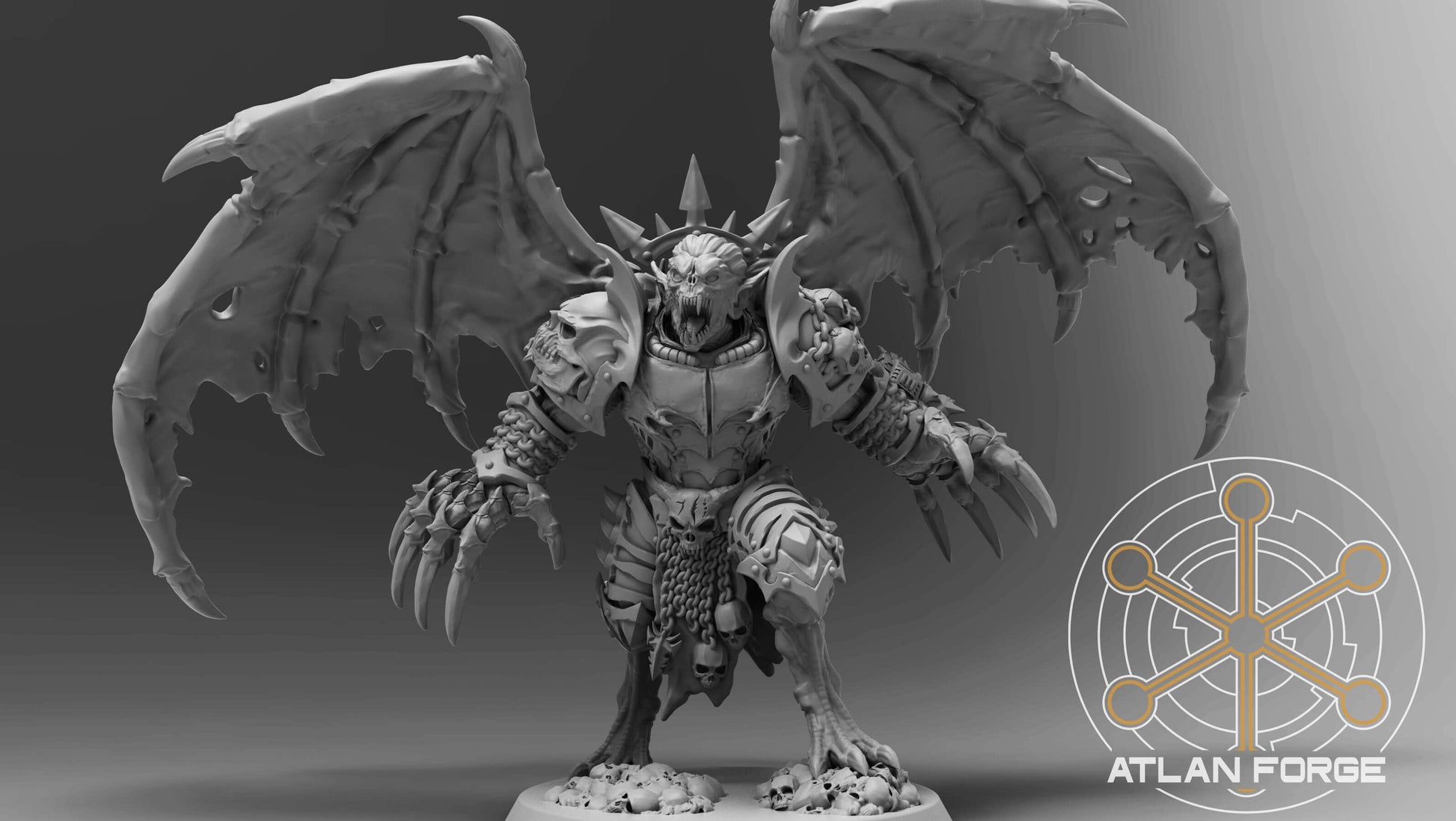 Vampire Overlord winged daemon prince resin miniature with clawed arms, skull armour and magnet-ready modular components
