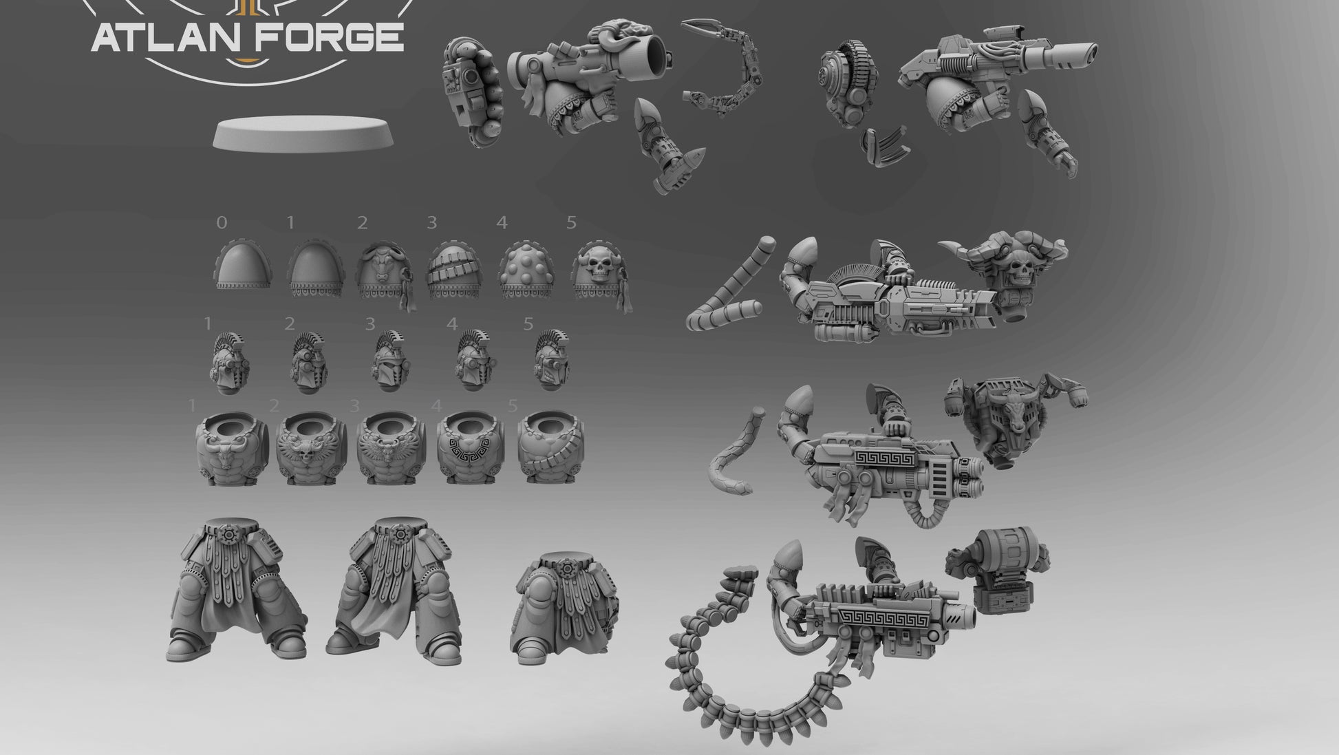 Minoan Toxotai 32mm resin squad of 5 sci-fi heavy infantry by AtlanForge