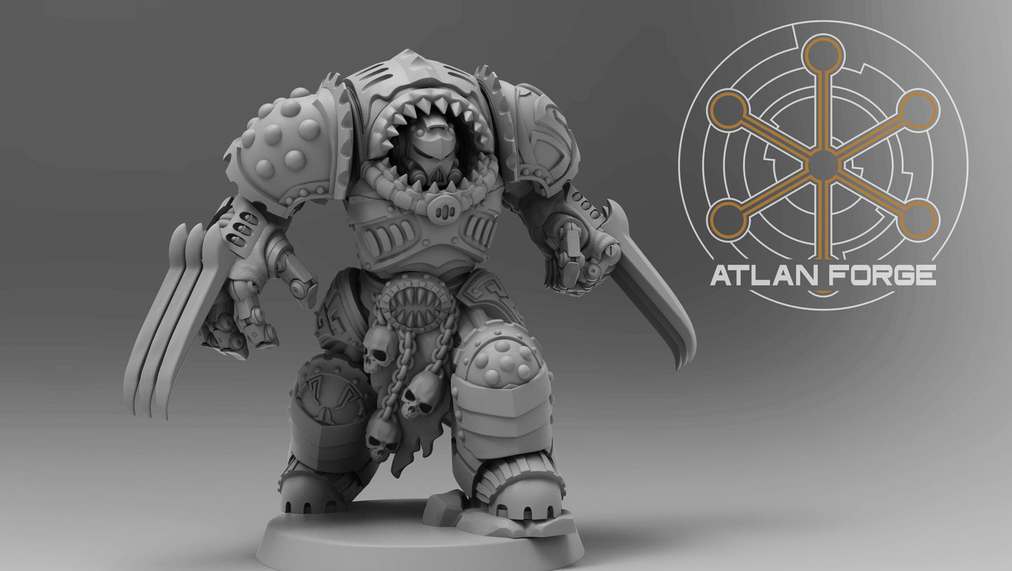 Wai Toa Roroa Captain 32mm resin miniature by AtlanForge, grimdark armoured terminator captain with modular parts