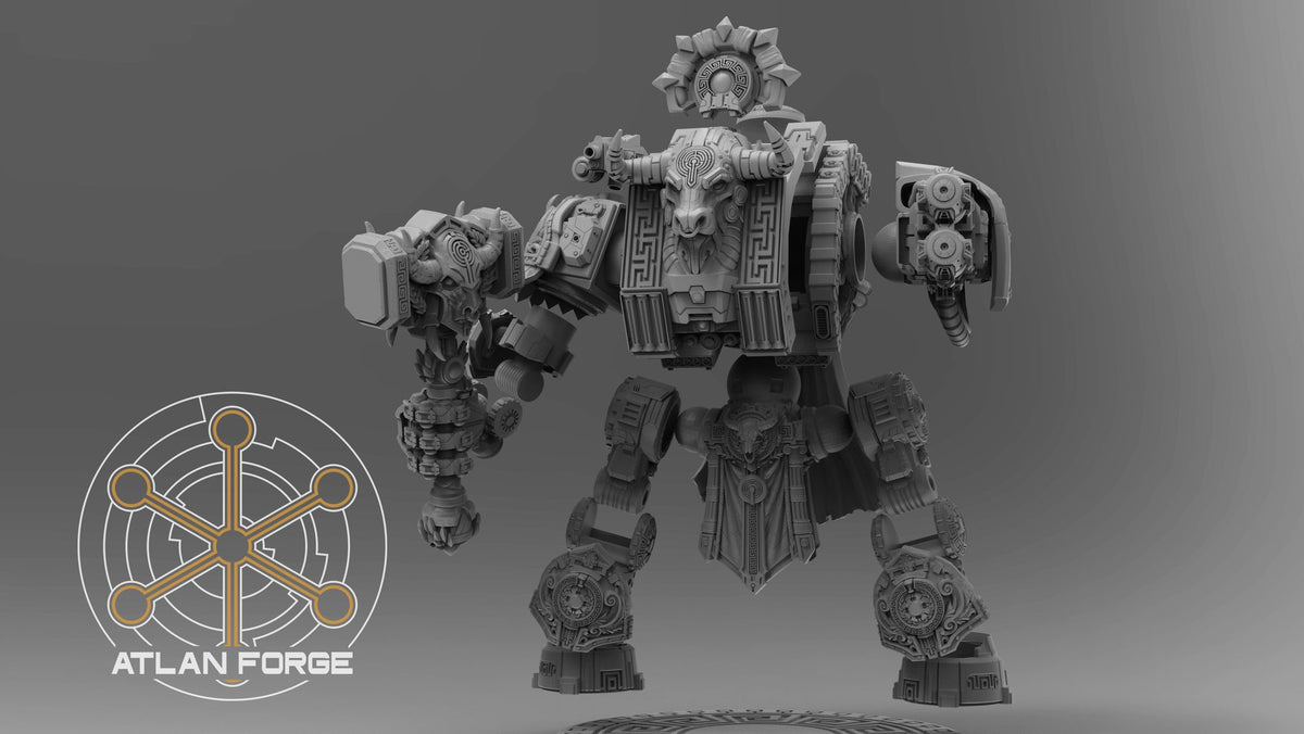 Full-body front studio render showing bare arm variant with claw hand and ranged weapon arm, labyrinth leg armour visible