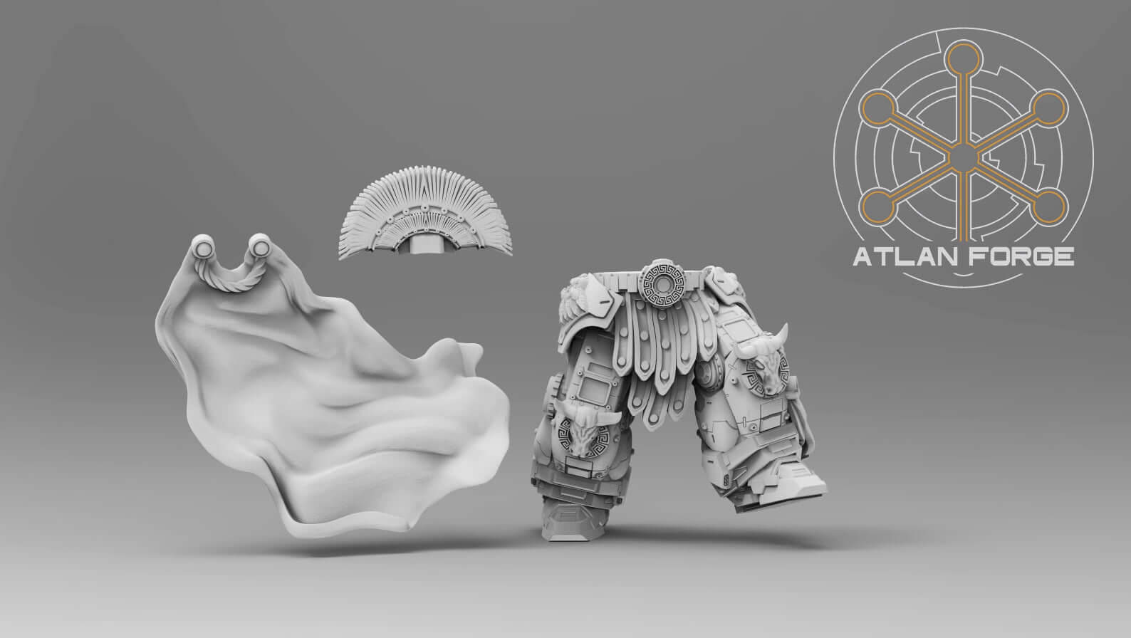 Minoan Myrmidon Captain – 32mm sci-fi warrior resin miniature with axe-spear and ornate shield