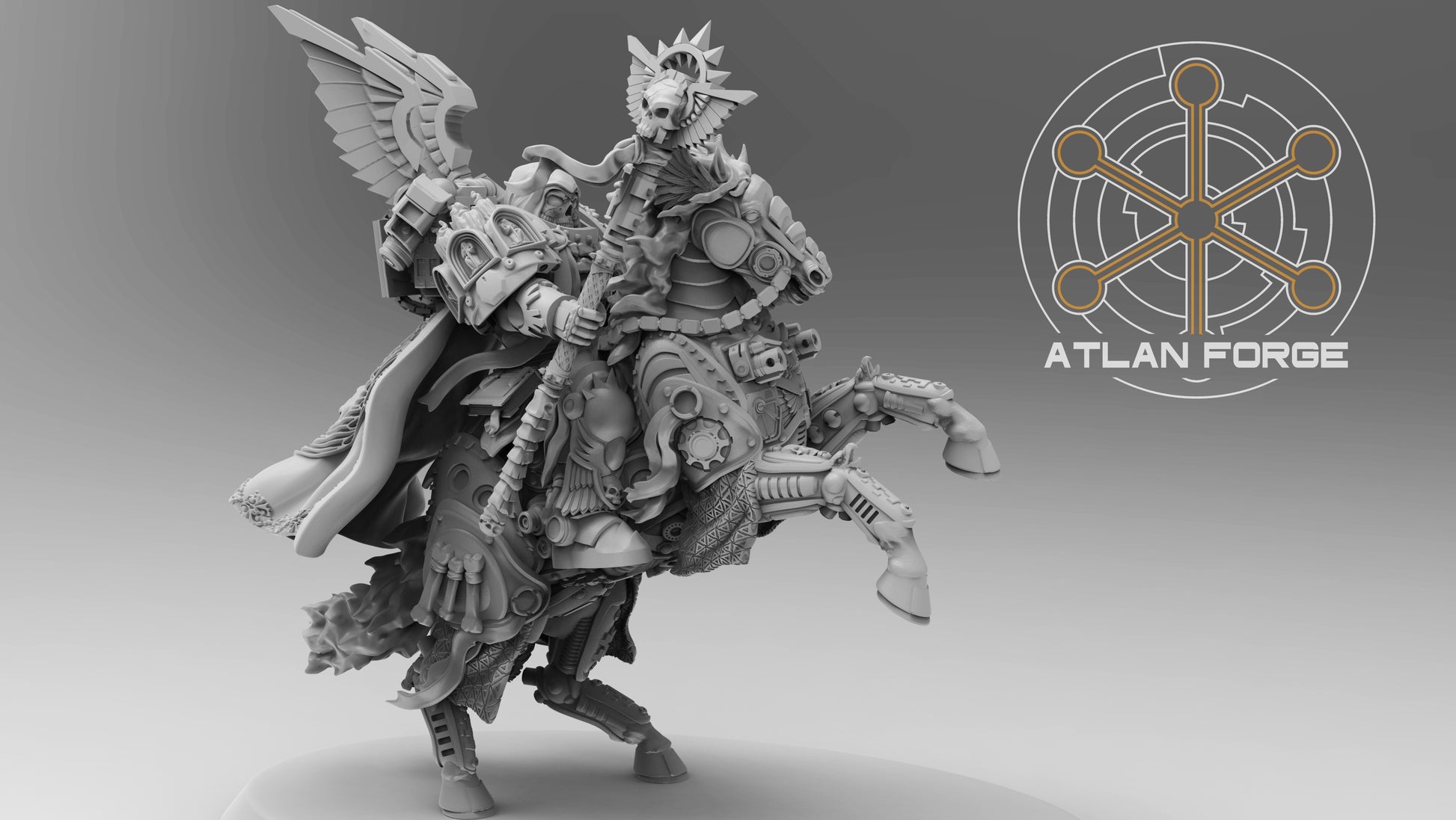 Horse-mounted Battle Priest - Sci-Fi Wargaming Miniatures, 32mm Scale