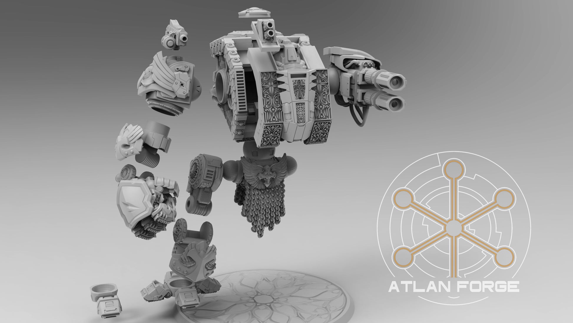 Templar Crusader Dreadnought - Sci-Fi Wargaming Miniatures, 32mm