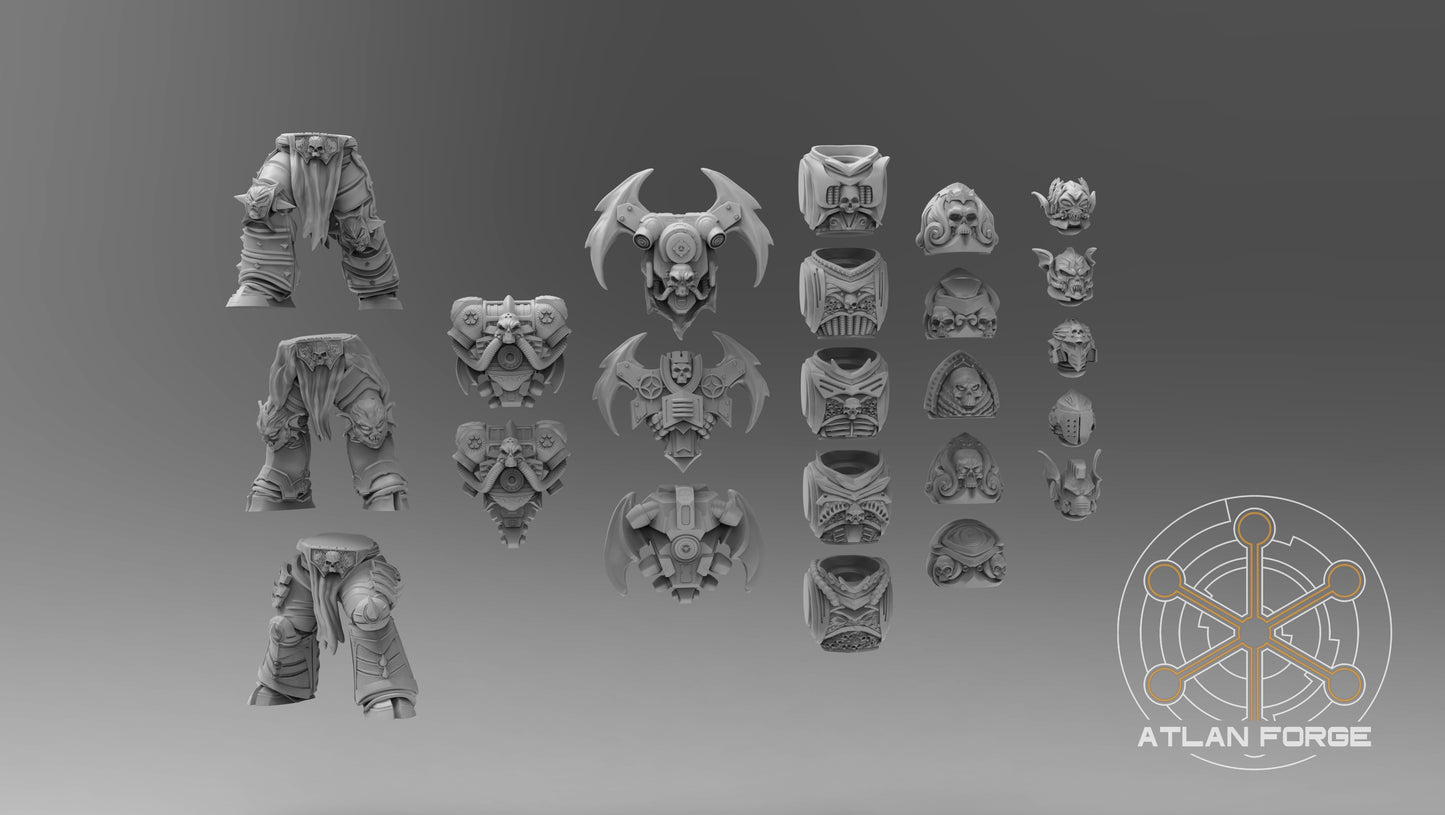 Nekramoroi Exsanguinators 32mm resin miniature squad of five grimdark chaos warriors by AtlanForge