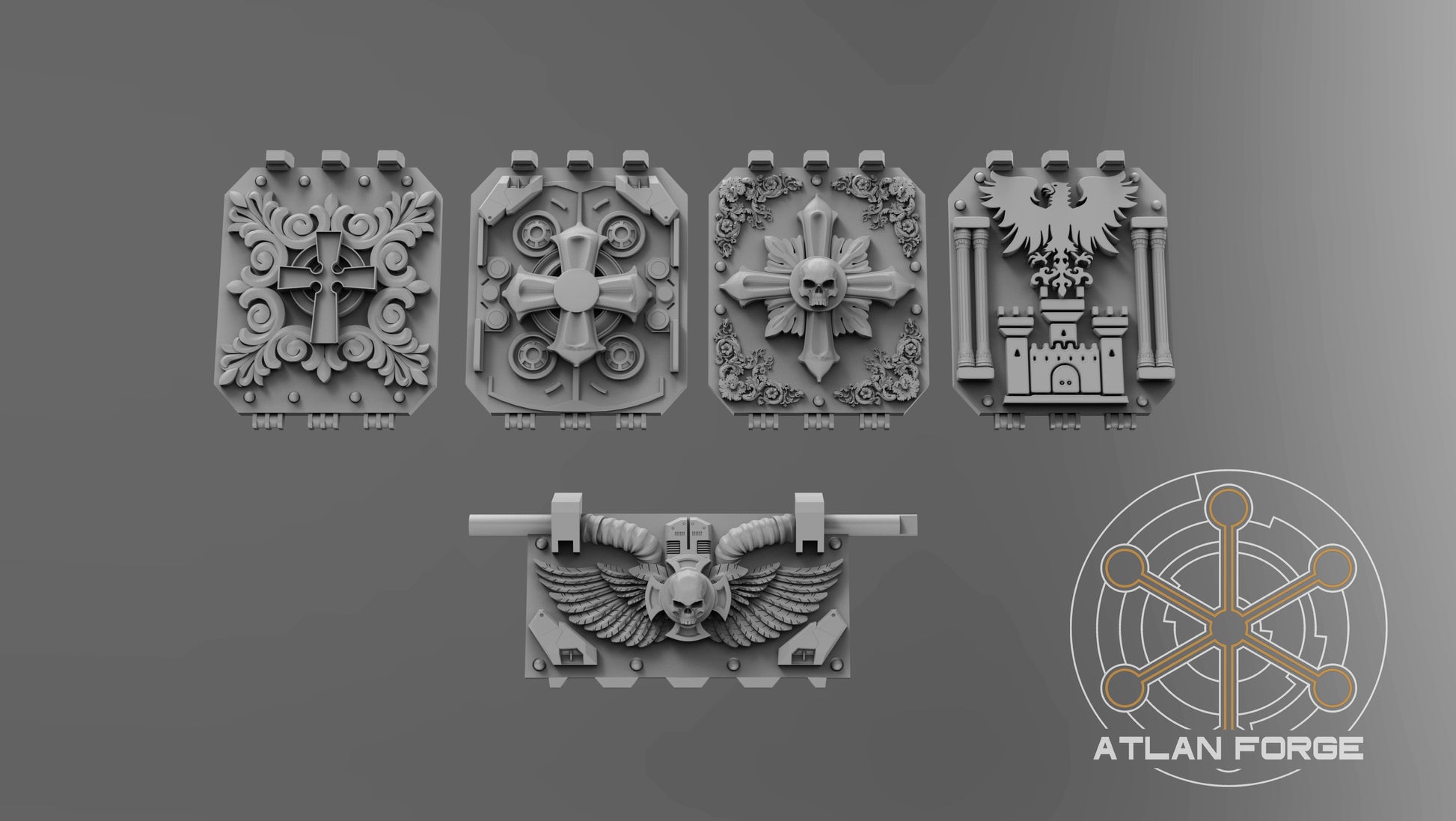 Templar Vehicle Ornaments - Atlan Forge, Sci-Fi Wargaming Miniatures, 32mm Scale