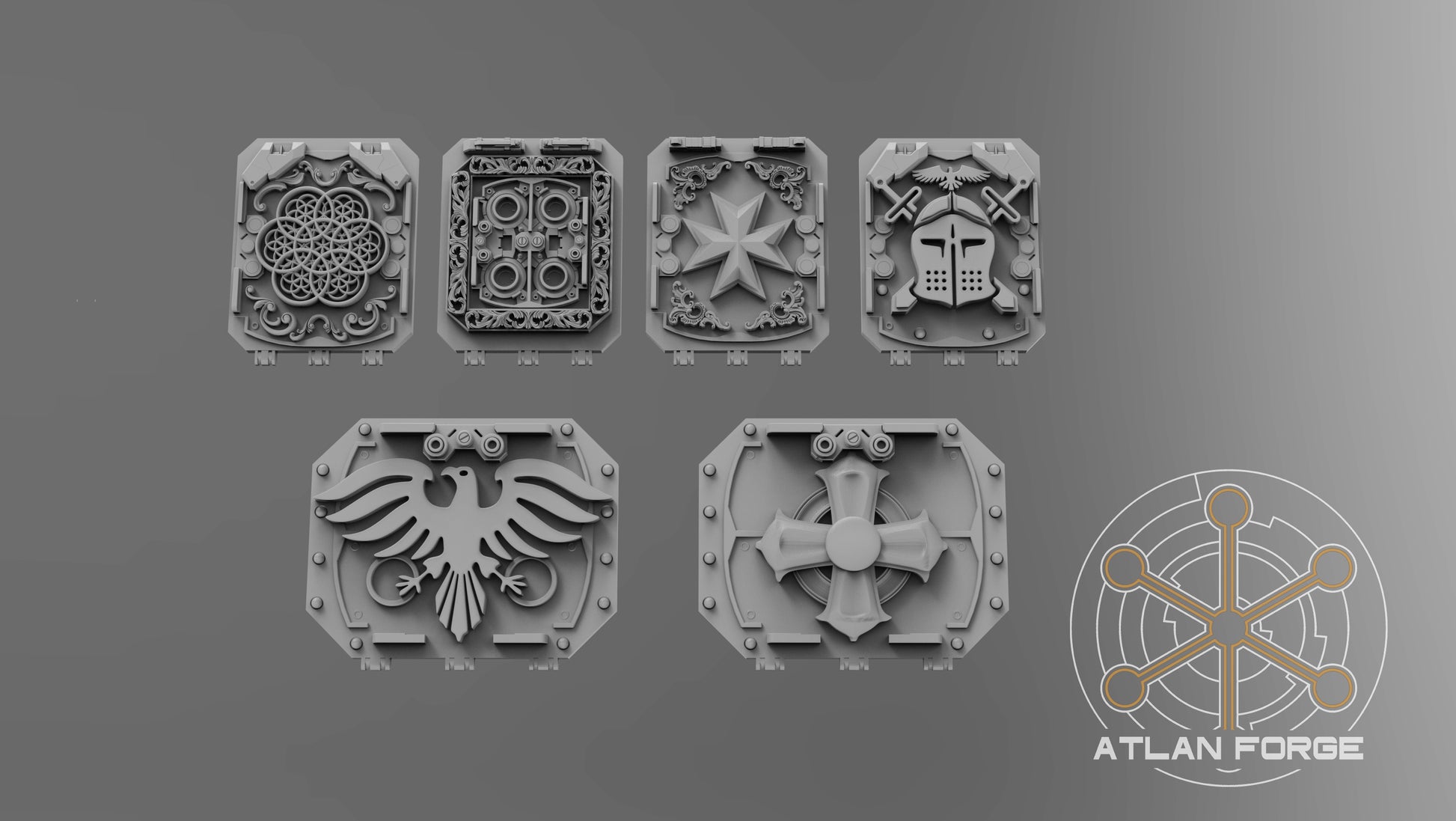 Templar Vehicle Ornaments - Atlan Forge, Sci-Fi Wargaming Miniatures, 32mm Scale