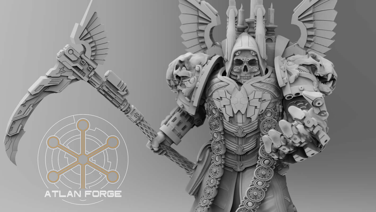 Angelic Soul Reaver winged warrior with scythe, crozius, and multiple helm and backpack options for a dramatic grimdark army leader.