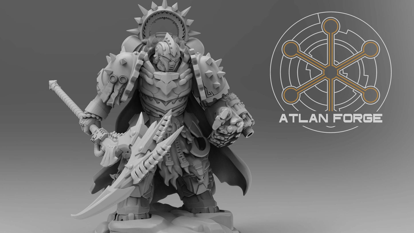 Wai Toa Kāpene armoured warrior captain miniature with polearm and scenic base