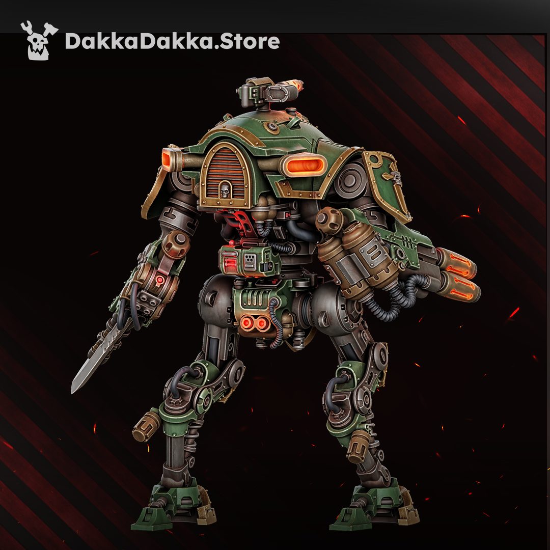 Rear view of painted Rangermech Fightermech showing exhaust vents, hose detail, and rear carapace hatch