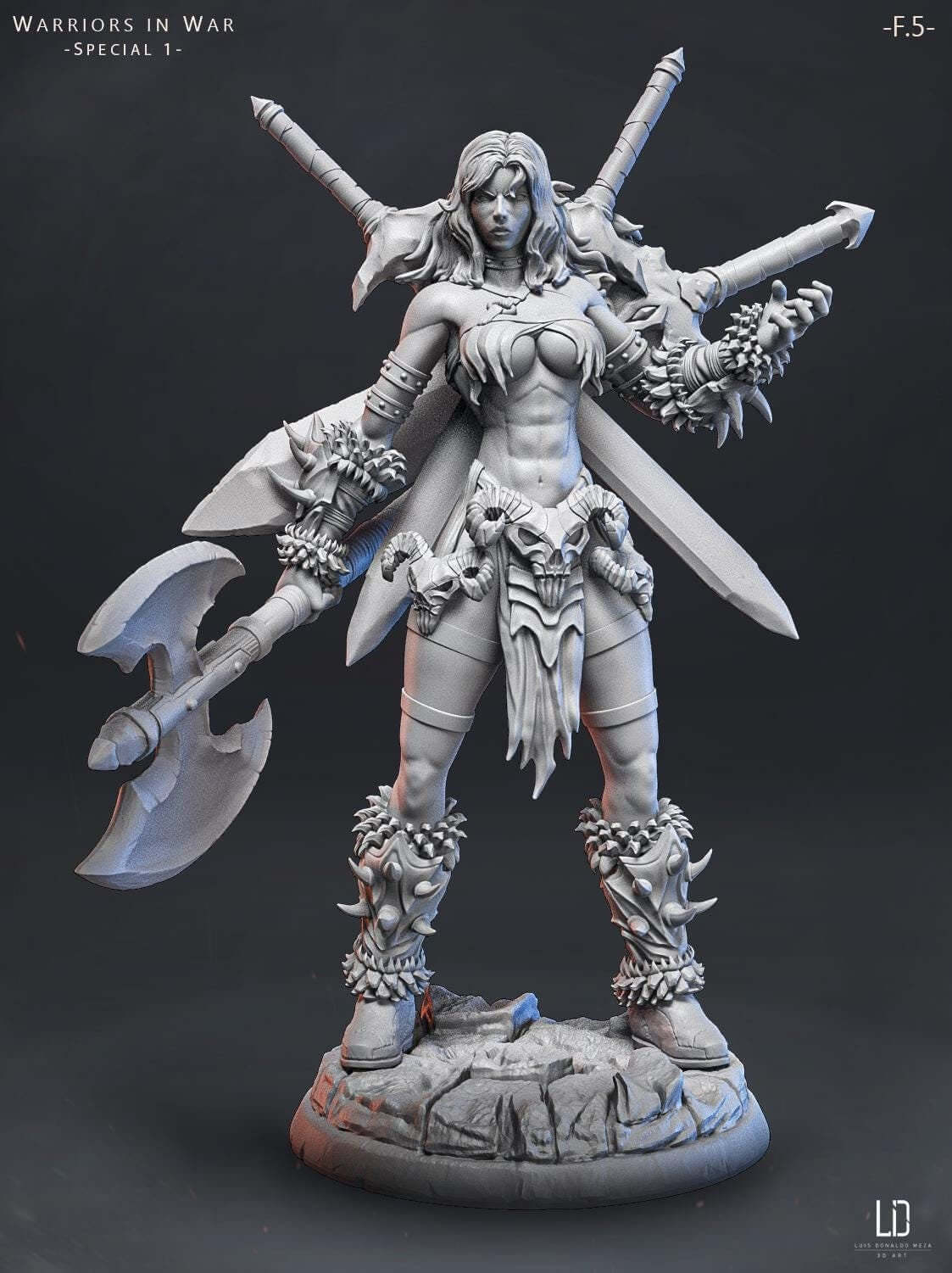 Shieldmaiden Trio Battle Pack, Warriors in War Special 1 F5 Barbarian 80mm Figurine