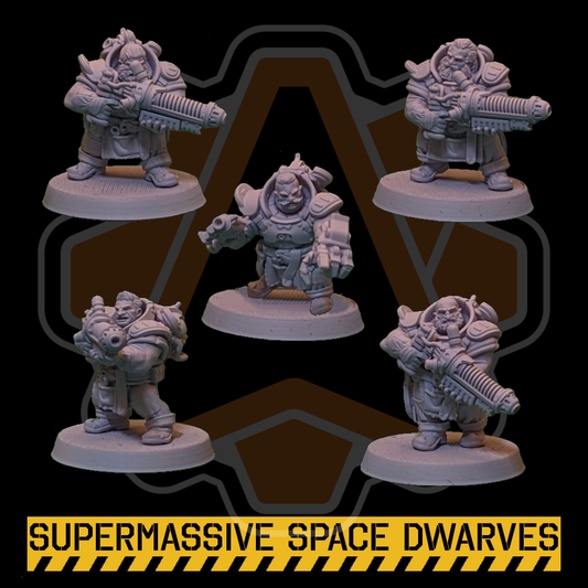 Space Dwarf Warriors: Plasma - Sci-Fi Wargaming Miniatures, 32mm